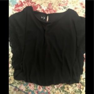 IN San Francisco black top with lace trim size Med